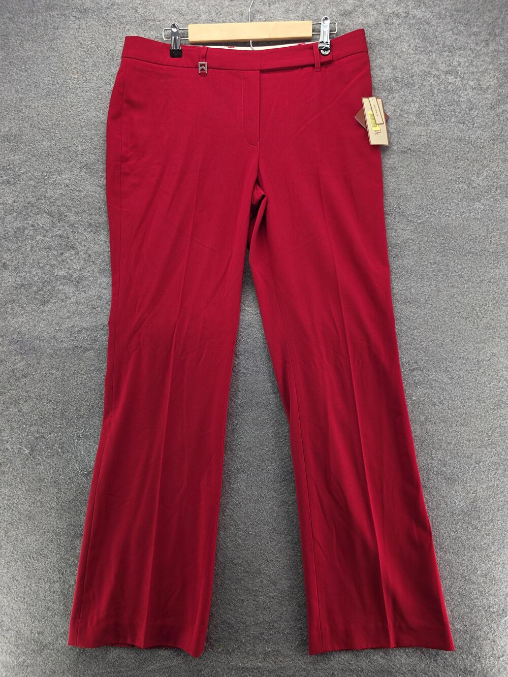 MICHAEL Michael Kors Pants Womens 12 Red Belaire Fit Dress Pants Stretch 34.5 In